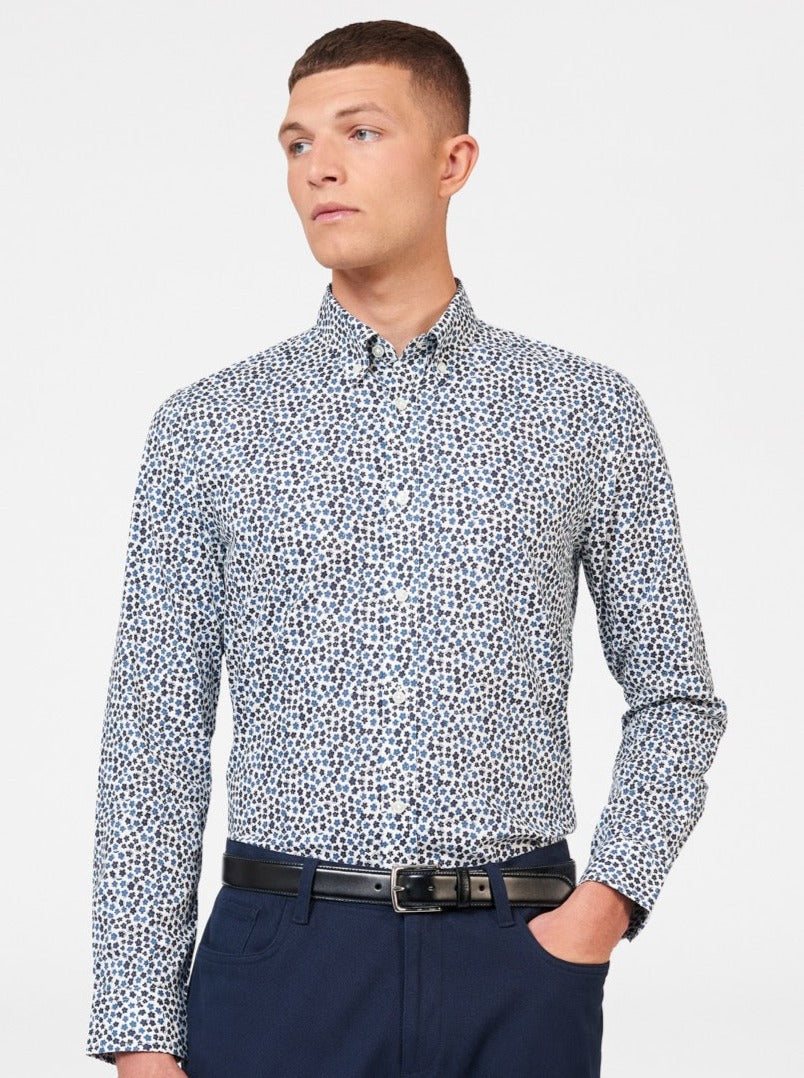 Ben Sherman Ditsy Floral Print Long Sleeve Shirts White | USEPT-5421