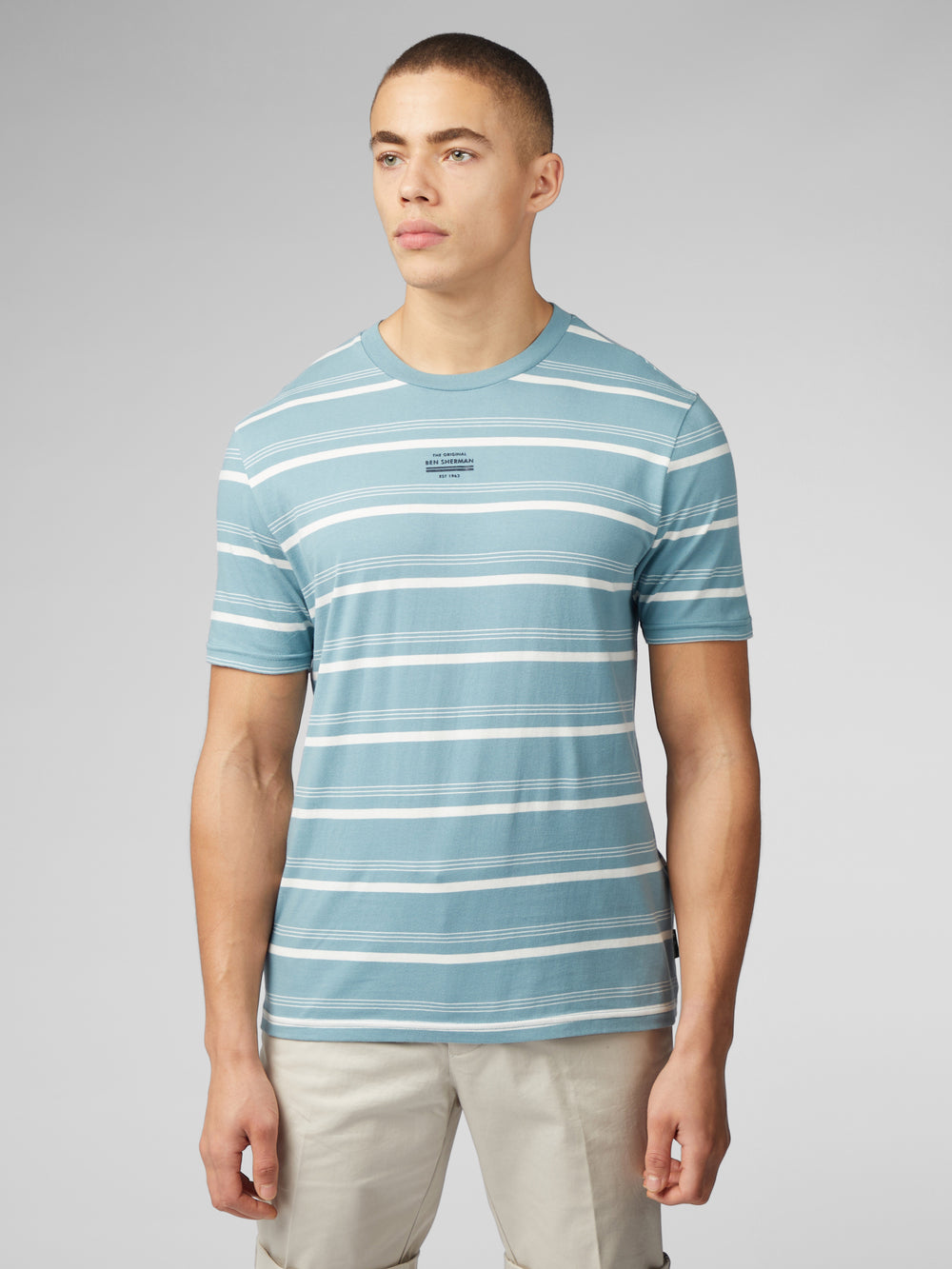 Ben Sherman Fine Stripe T-Shirt Blue | DIFZX-9561