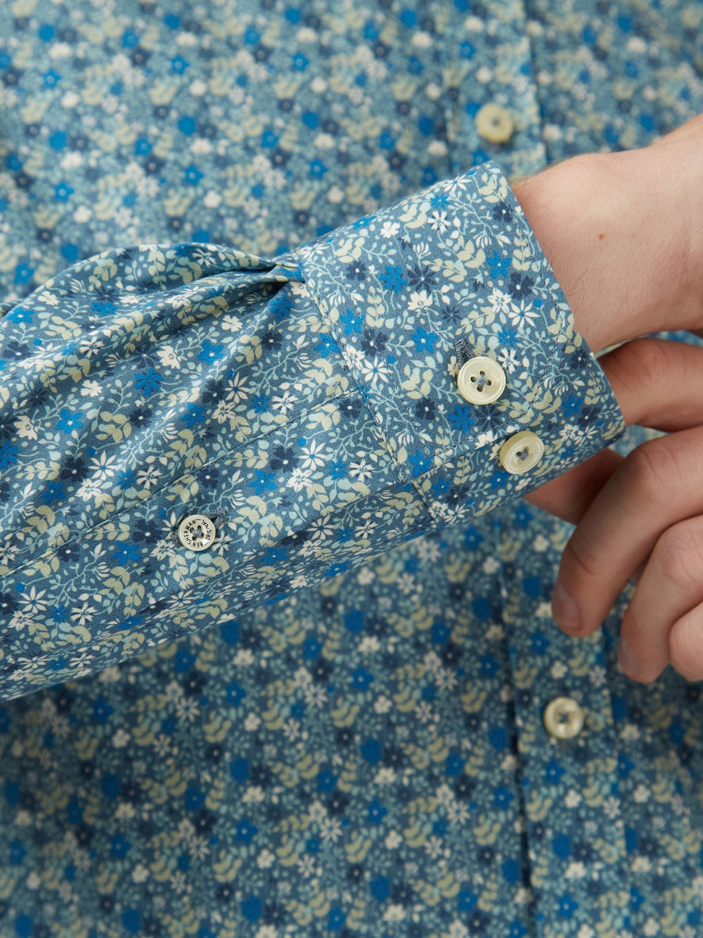 Ben Sherman Floral Print Long-Sleeve Shirts Blue Grey | OSMEJ-8937