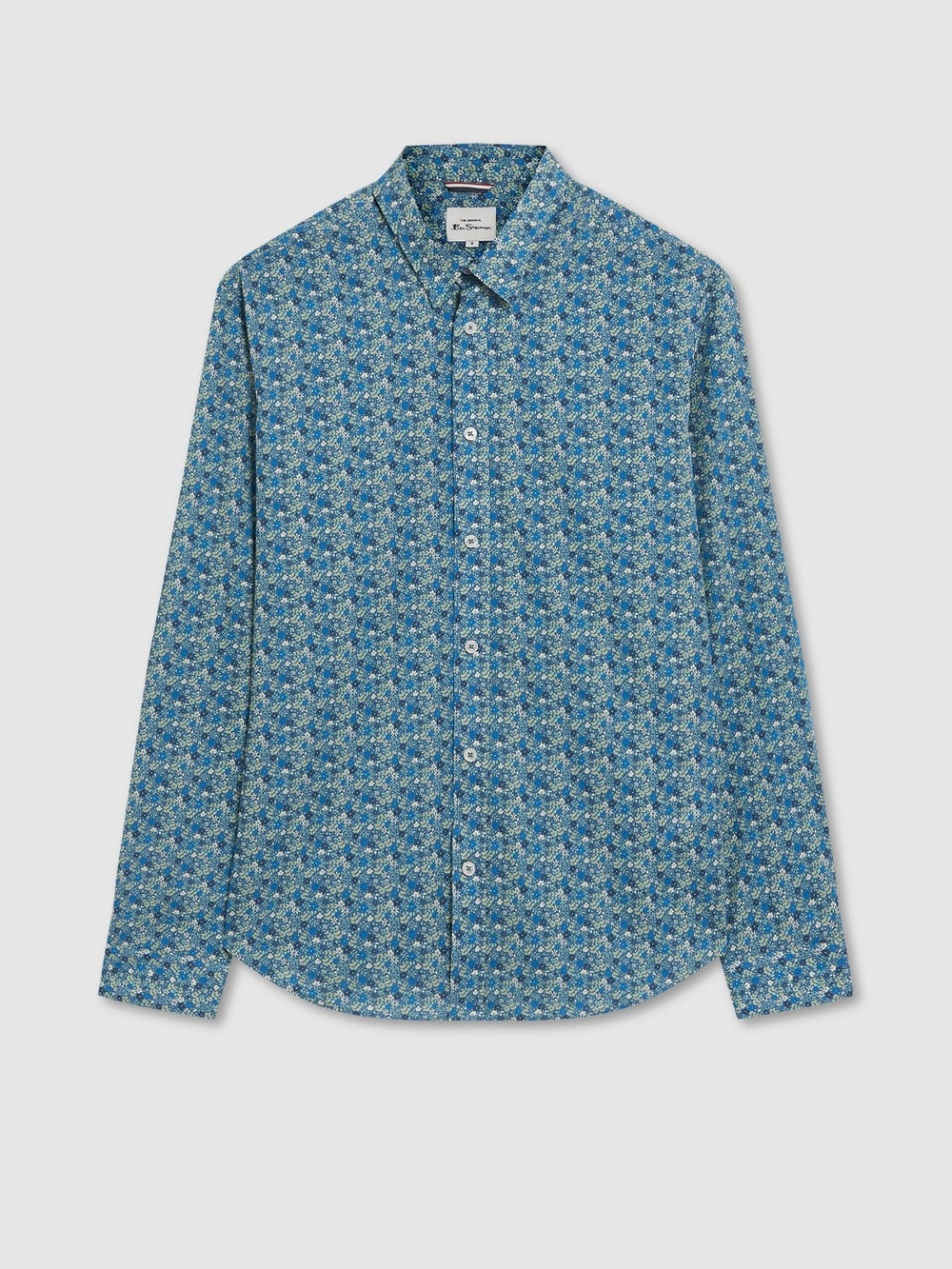 Ben Sherman Floral Print Long-Sleeve Shirts Blue Grey | OSMEJ-8937