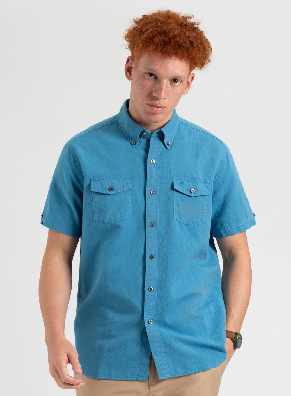 Ben Sherman Garment Dye Linen Shirts Blue | QLKJB-6823