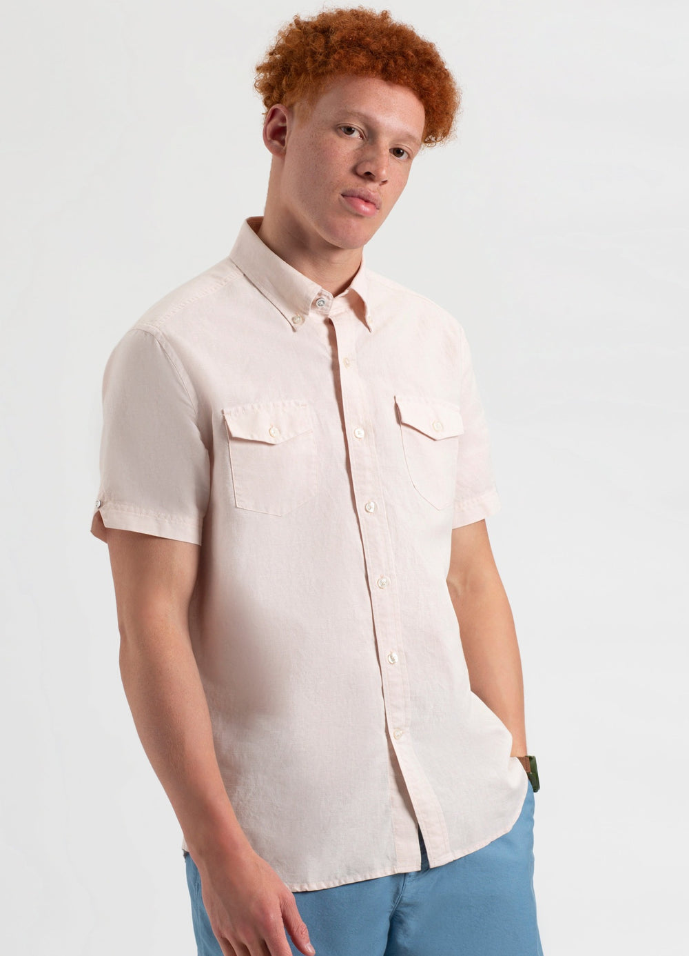 Ben Sherman Garment Dye Linen Shirts Light Pink | JKPGL-9612