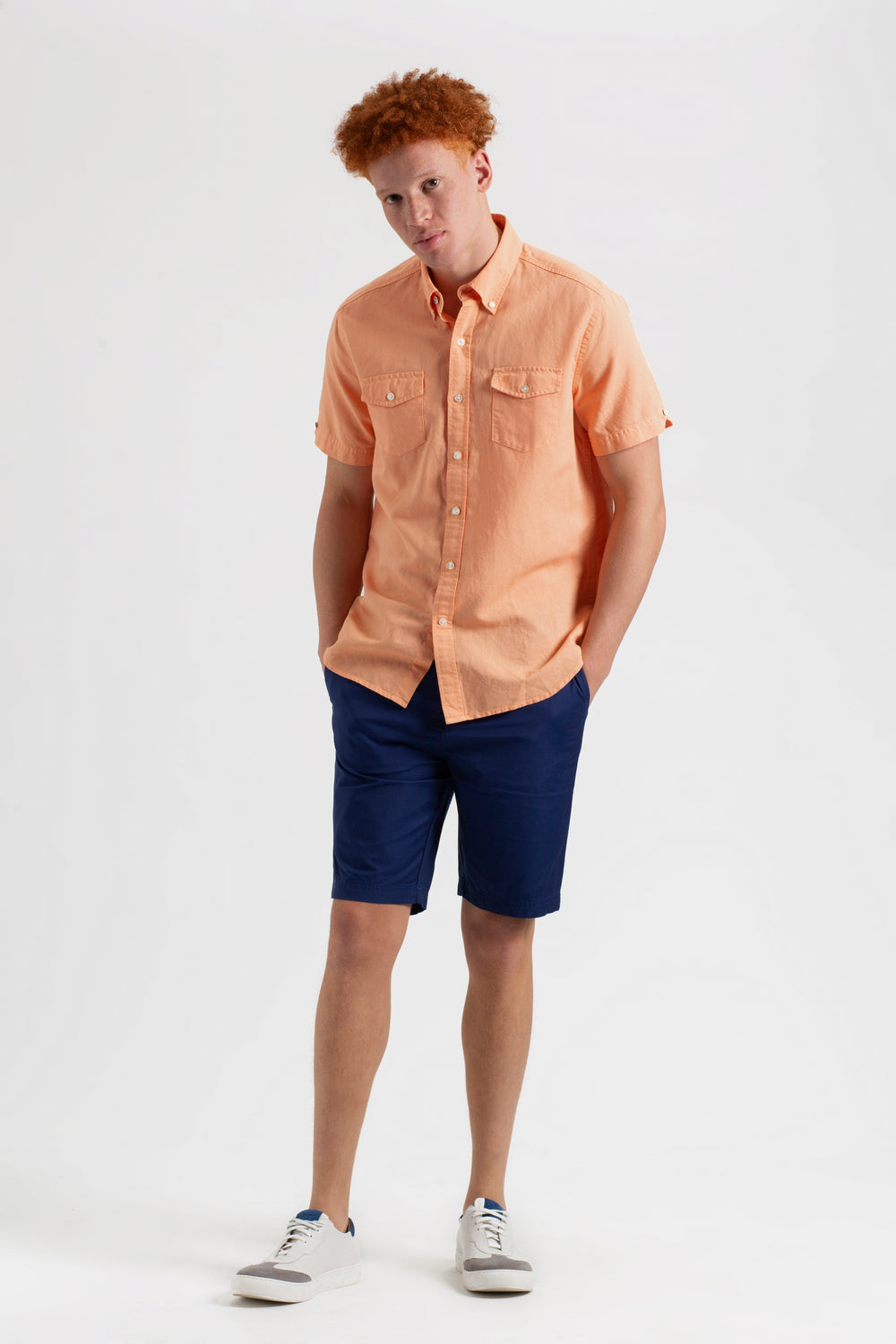 Ben Sherman Garment Dye Linen Shirts Orange | PYBHL-8261