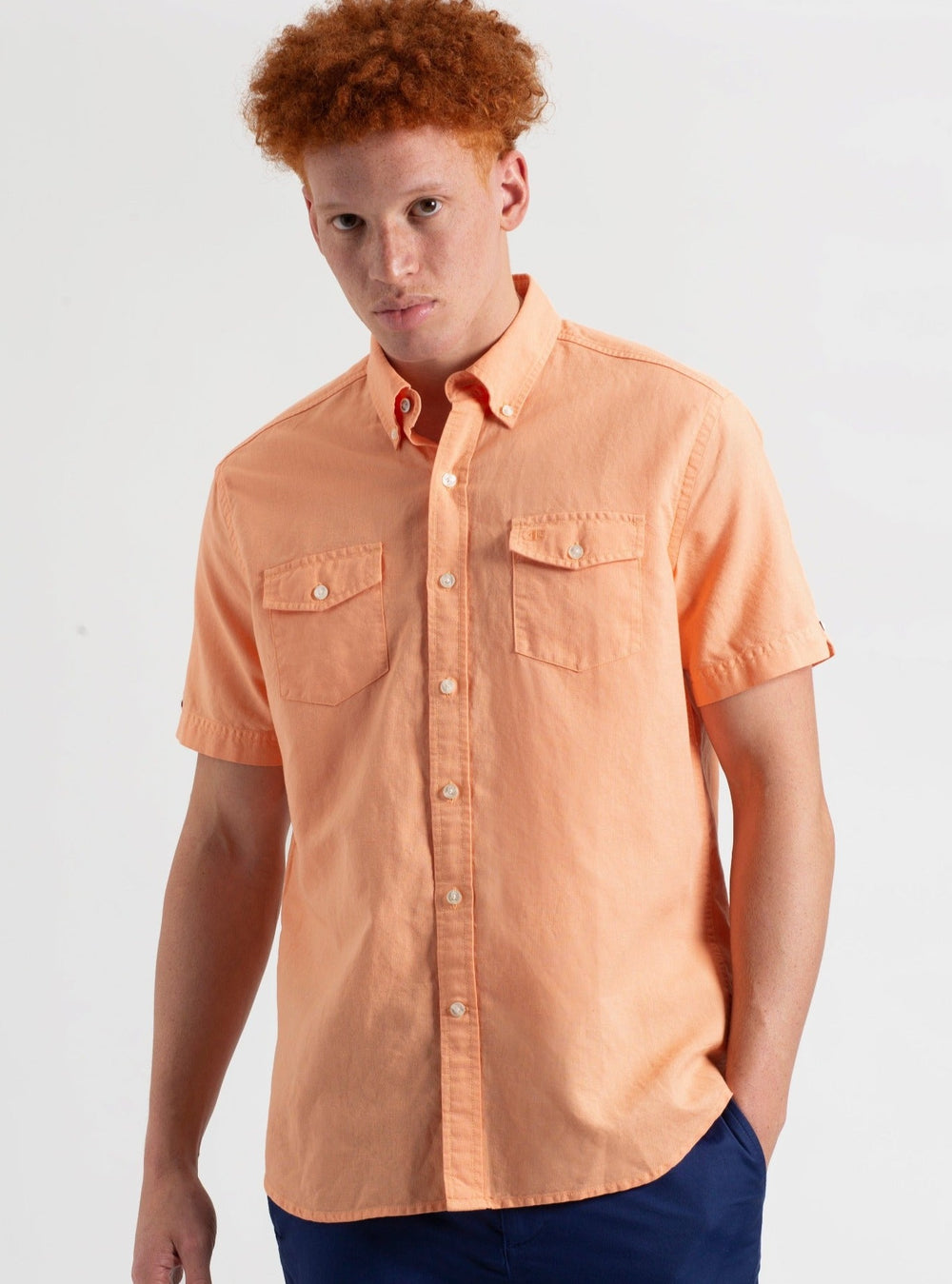 Ben Sherman Garment Dye Linen Shirts Orange | PYBHL-8261