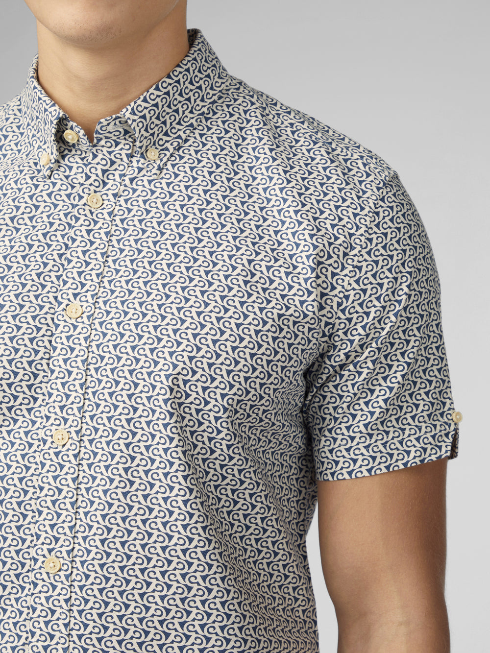 Ben Sherman Geo Wave Denim Shirts Blue | EVGHP-6893