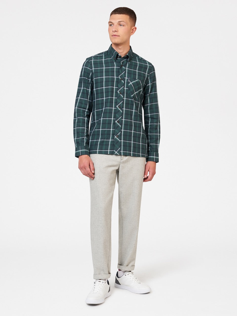 Ben Sherman Grid Check Shirts Green | PQYZI-7864