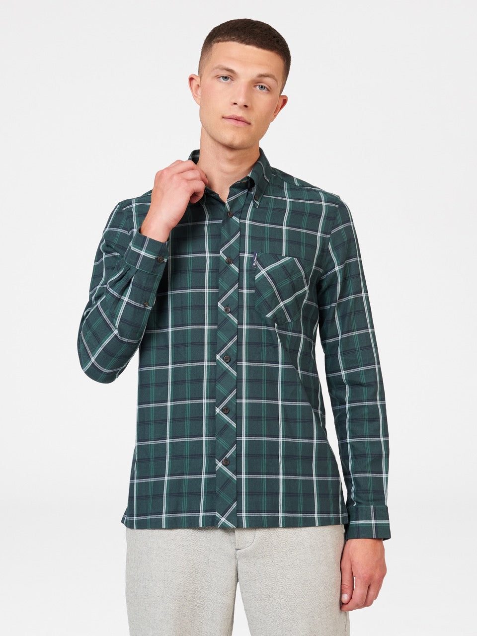 Ben Sherman Grid Check Shirts Green | PQYZI-7864