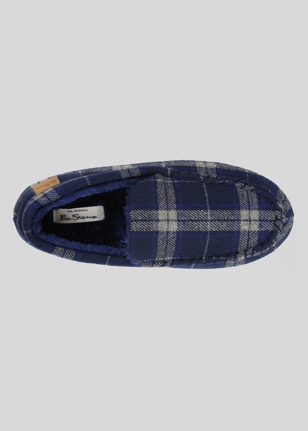 Ben Sherman Gritti Palace Check Moccasin Slipper Navy | HCKRB-5486