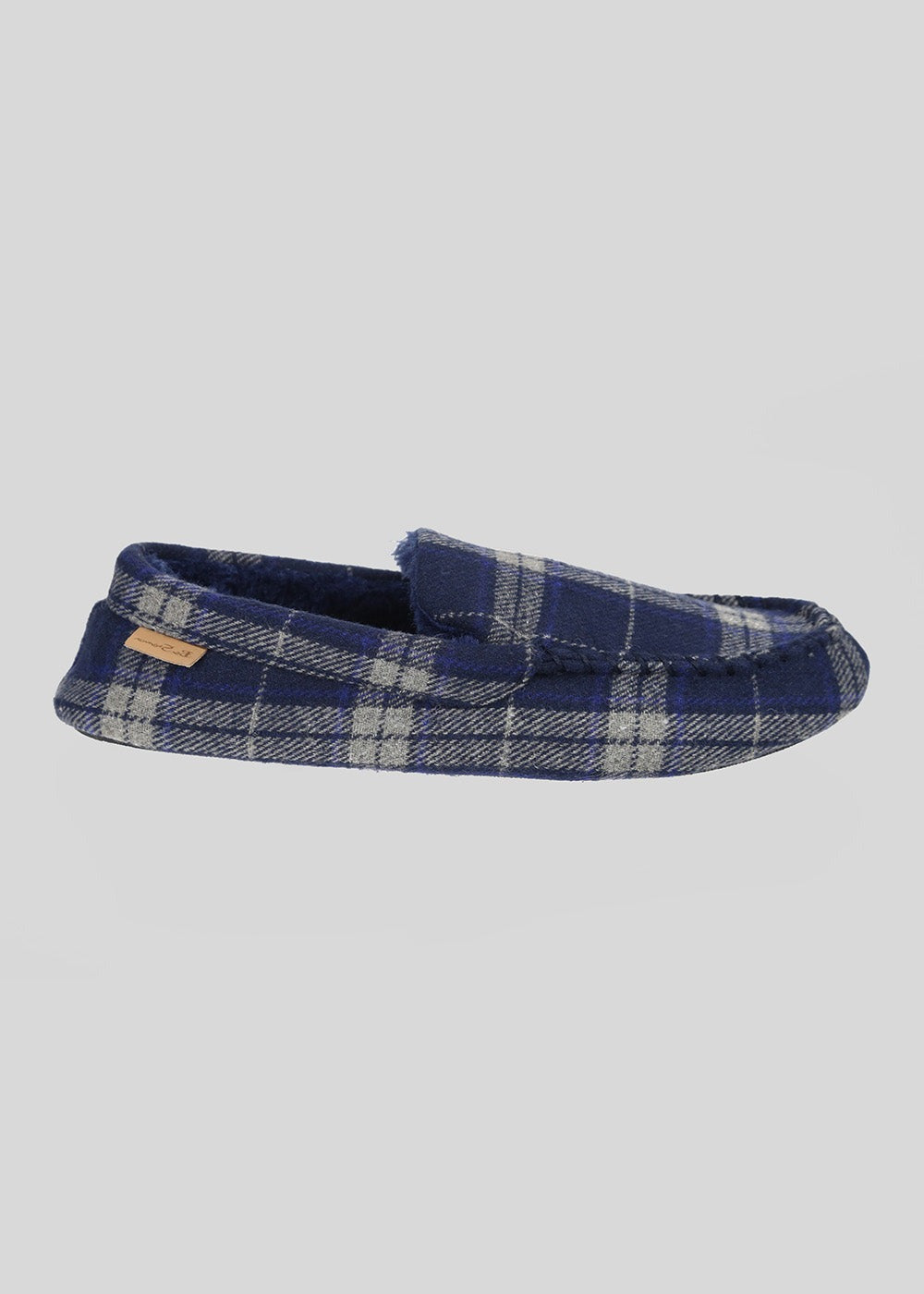 Ben Sherman Gritti Palace Check Moccasin Slipper Navy | HCKRB-5486