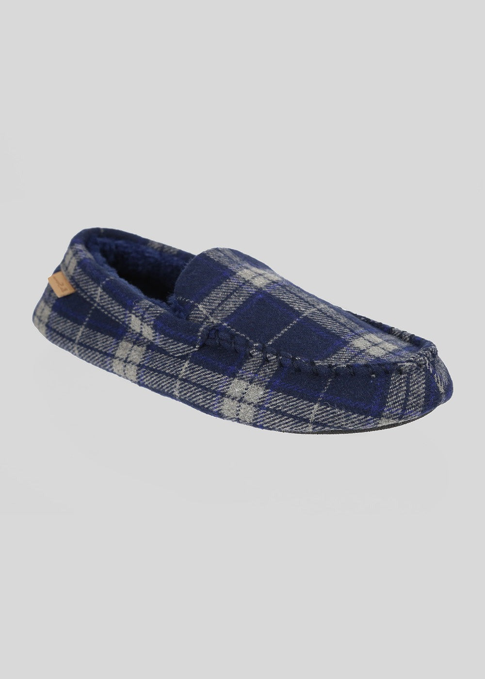 Ben Sherman Gritti Palace Check Moccasin Slipper Navy | HCKRB-5486