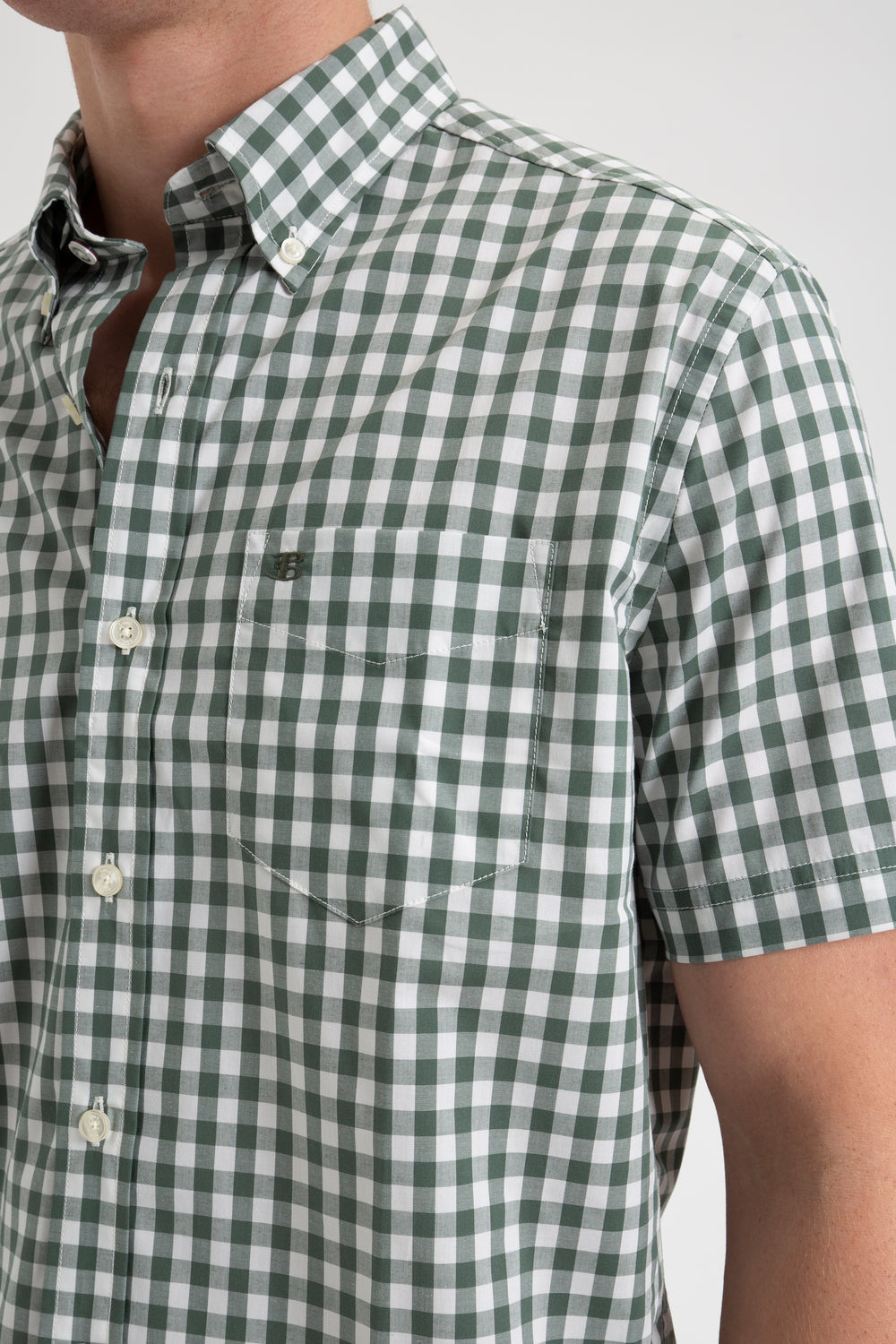 Ben Sherman House Poplin Gingham Shirts Olive | OEZCW-5936