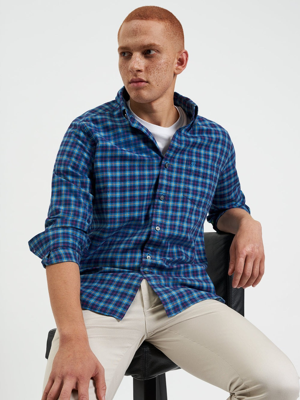 Ben Sherman House Tartan Twill Shirts Navy | CFEXY-8719