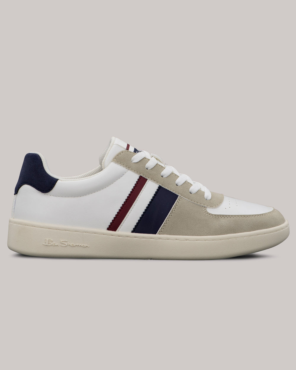 Ben Sherman Hyde Navy Stripe Sneakers White | AXWFV-6173