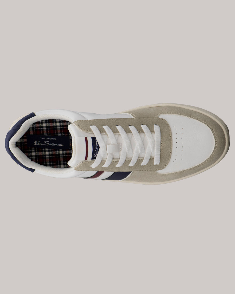 Ben Sherman Hyde Navy Stripe Sneakers White | AXWFV-6173