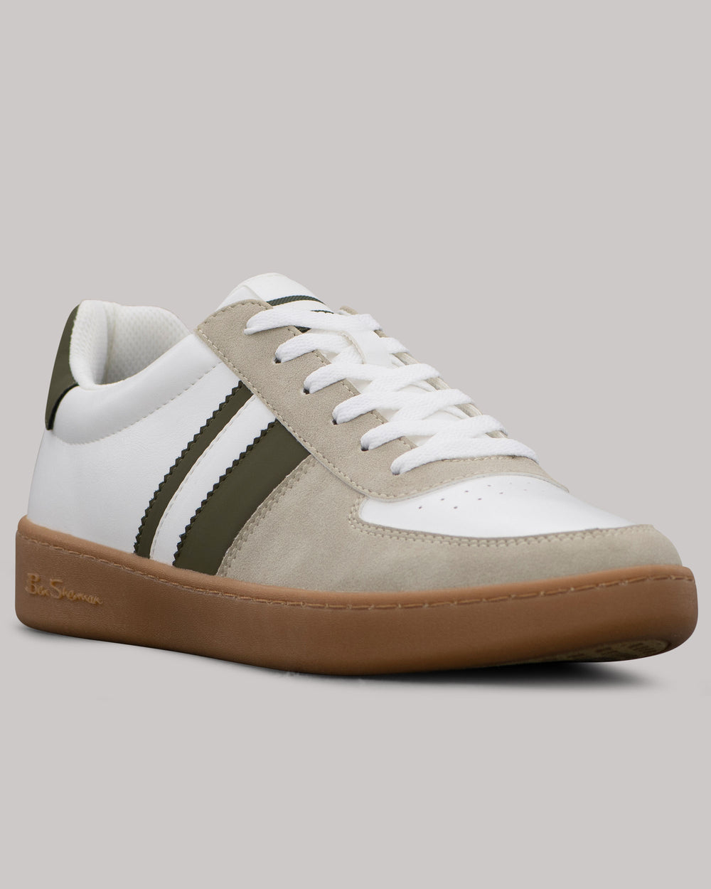 Ben Sherman Hyde Olive Stripe Sneakers White | UPDNL-9730