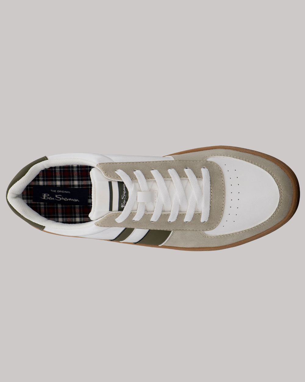 Ben Sherman Hyde Olive Stripe Sneakers White | UPDNL-9730