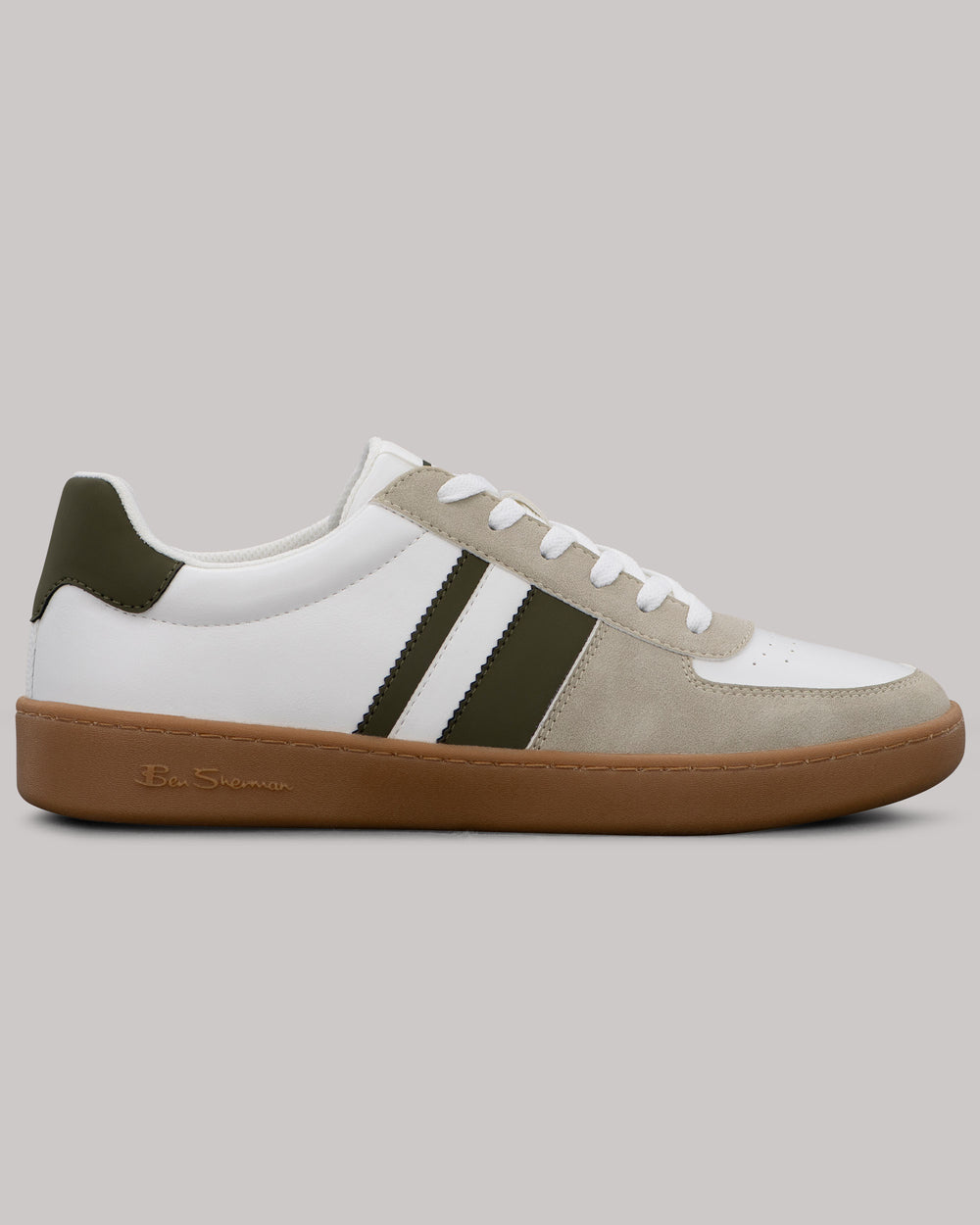 Ben Sherman Hyde Olive Stripe Sneakers White | UPDNL-9730