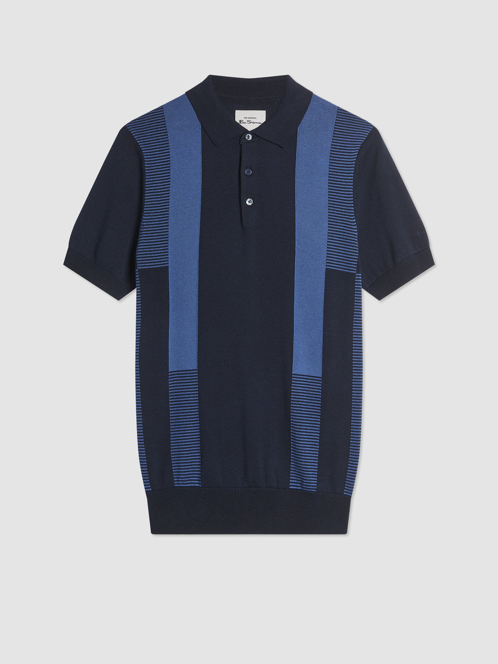 Ben Sherman Intarsia Stripe Polo Neck Sweaters Navy | YWGNE-8463