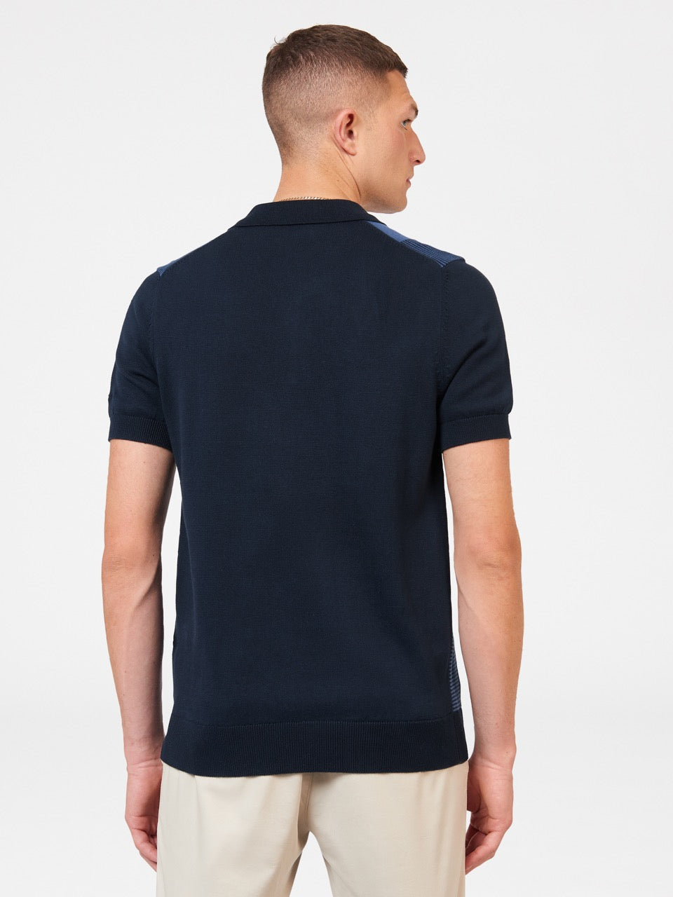 Ben Sherman Intarsia Stripe Polo Neck Sweaters Navy | YWGNE-8463