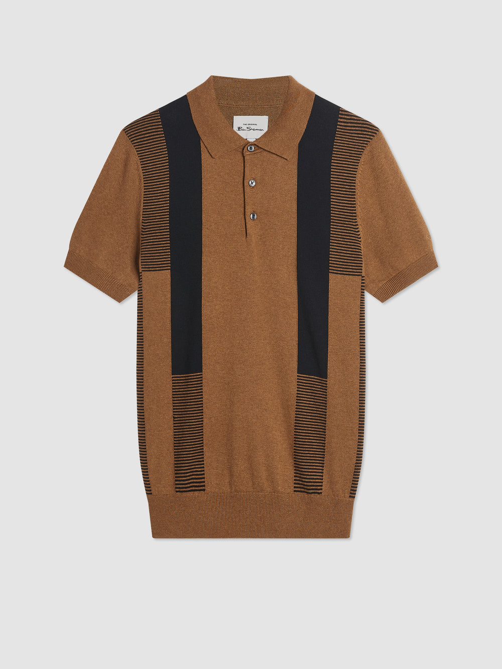 Ben Sherman Intarsia Stripe Polo Neck Sweaters Brown | GLUWA-7968