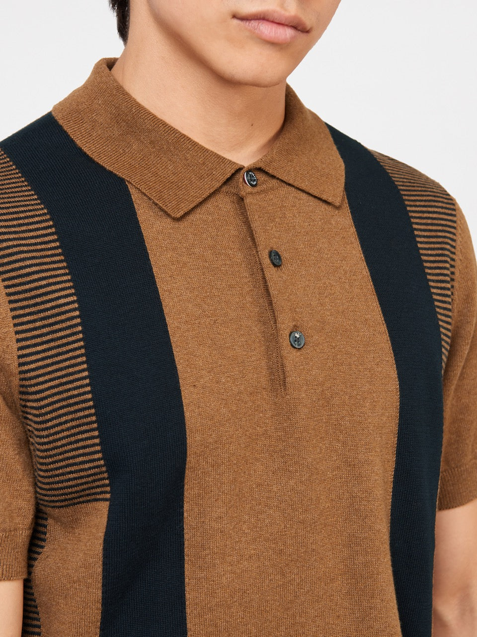 Ben Sherman Intarsia Stripe Polo Neck Sweaters Brown | GLUWA-7968