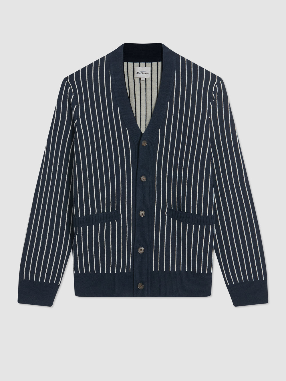 Ben Sherman Jacquard Stripe Cardigan Knitwear Navy | VUZEA-4512