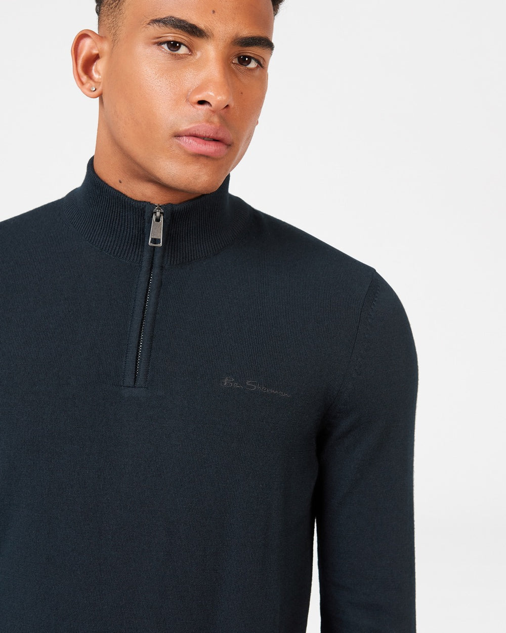 Ben Sherman Merino Half-Zip Knitwear Black | WAVZX-8176