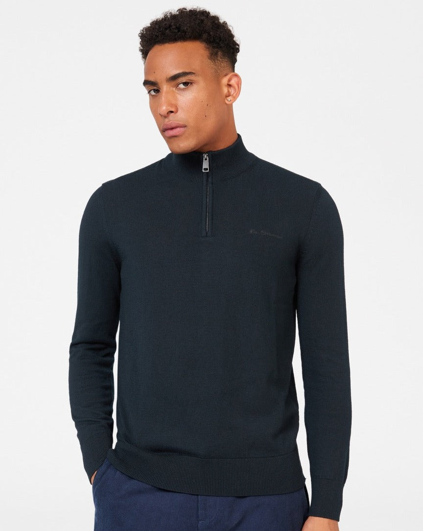 Ben Sherman Merino Half-Zip Knitwear Black | WAVZX-8176