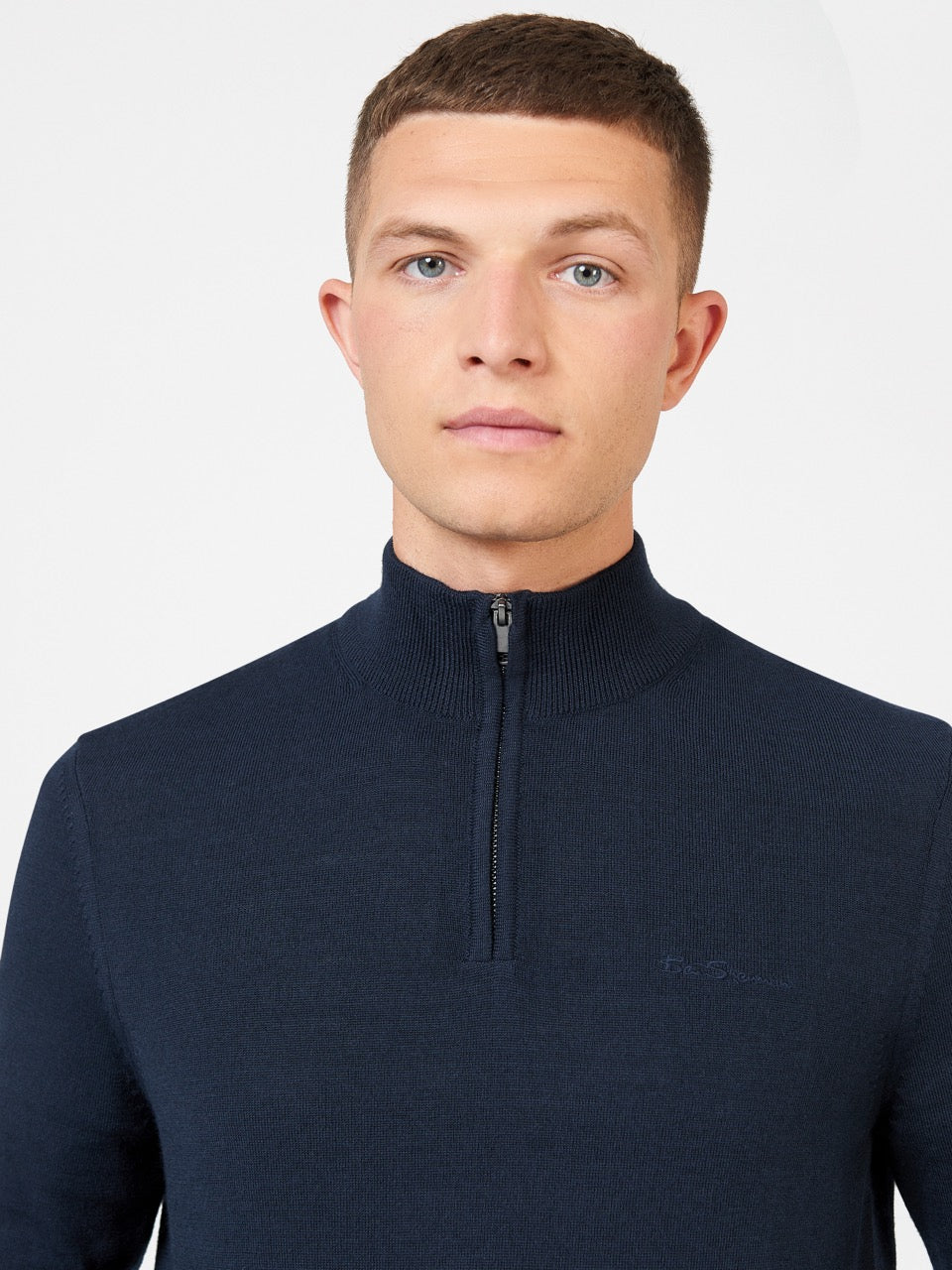 Ben Sherman Merino Half-Zip Knitwear Navy | LGNTC-4172