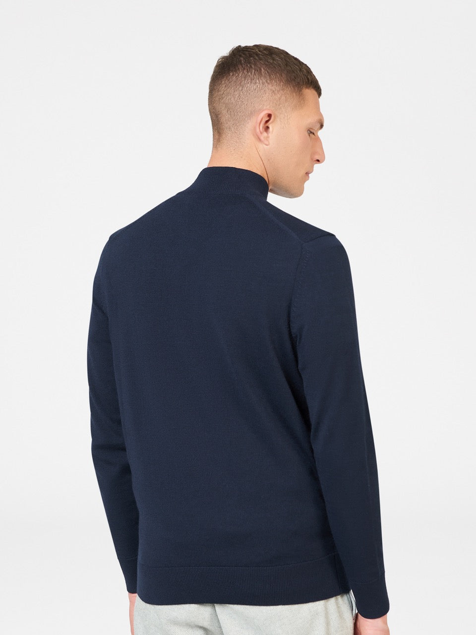 Ben Sherman Merino Half-Zip Knitwear Navy | LGNTC-4172