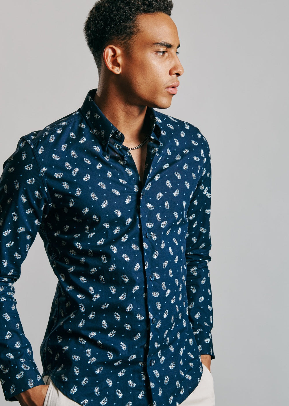 Ben Sherman Micro Paisley Shirts Navy | SNJRA-0482