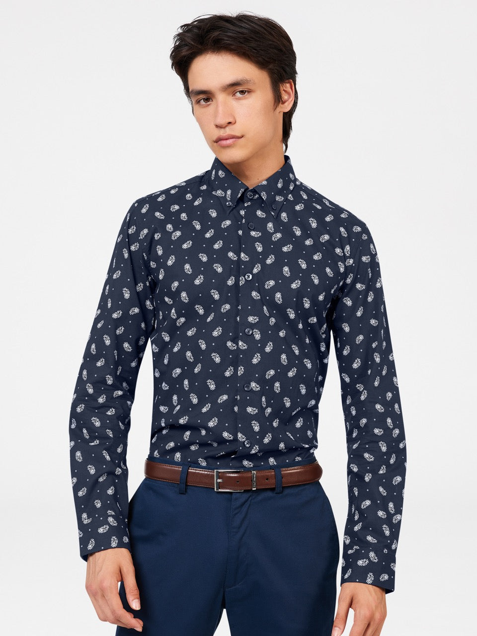 Ben Sherman Micro Paisley Shirts Navy | SNJRA-0482