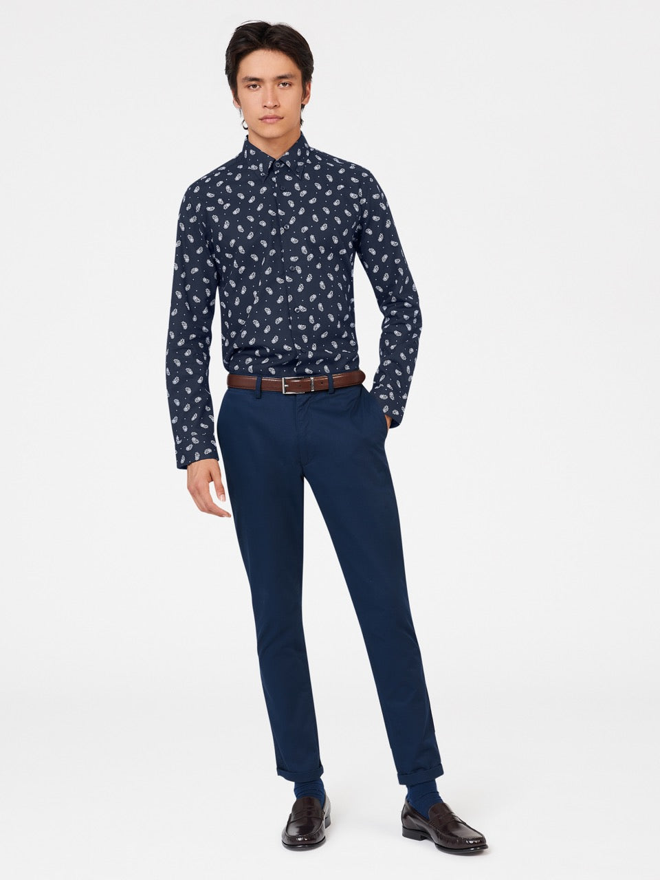 Ben Sherman Micro Paisley Shirts Navy | SNJRA-0482