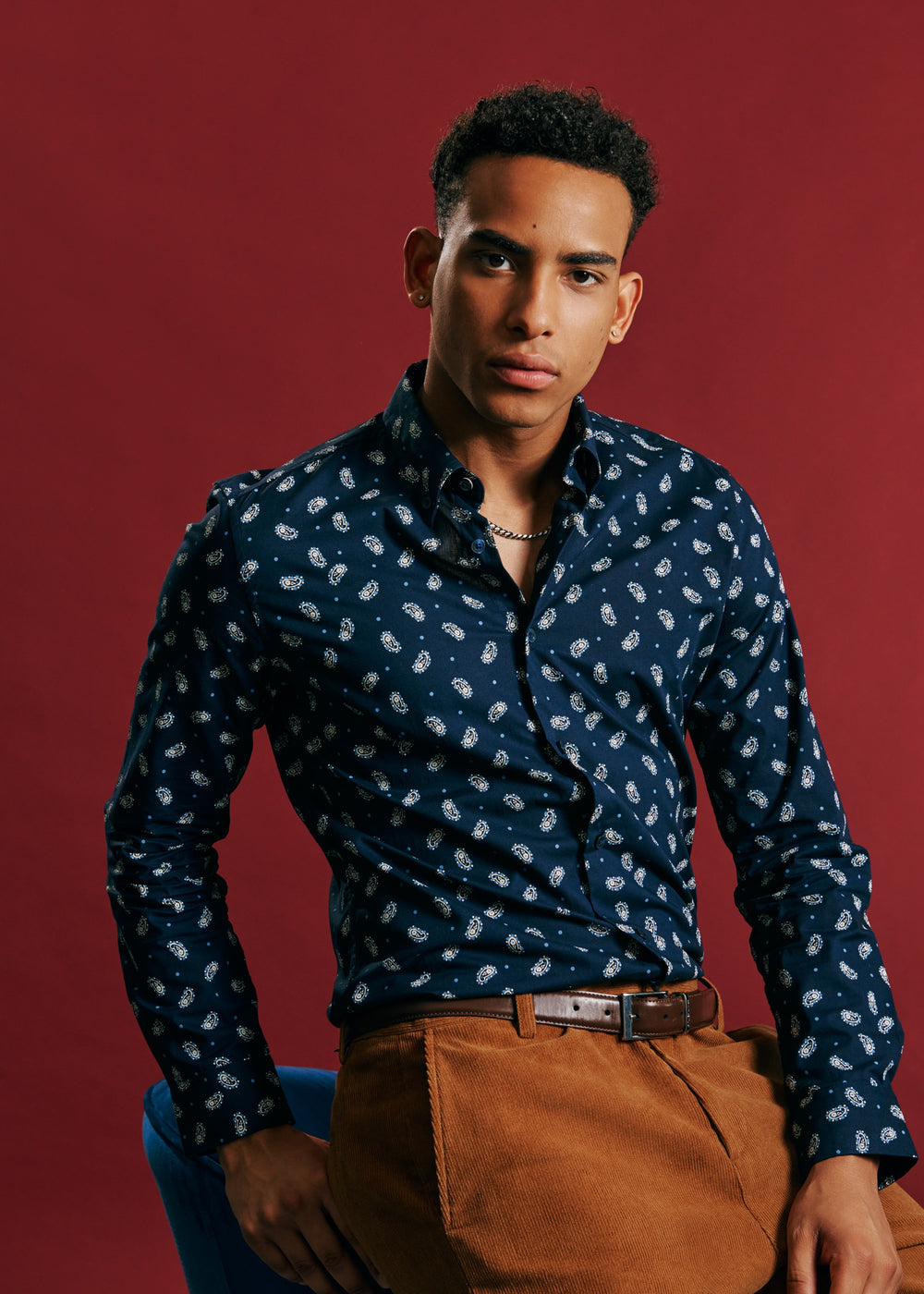 Ben Sherman Micro Paisley Shirts Navy | SNJRA-0482