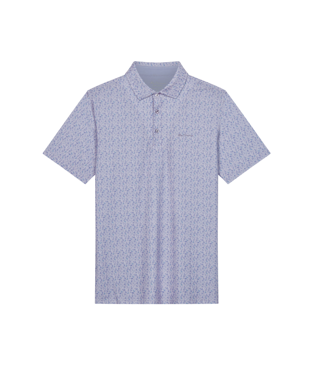 Ben Sherman Mini Guitar Tech Jersey Sports Fit Polo Shirts Purple | ENCJH-0297