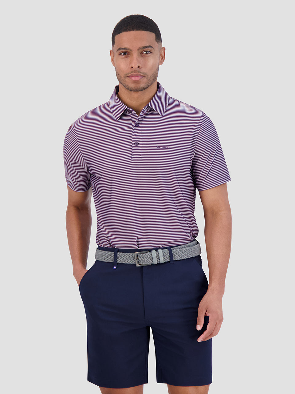 Ben Sherman Mini Stripes Tech Jersey Sports Fit Polo Shirts Purple | YANGU-1504