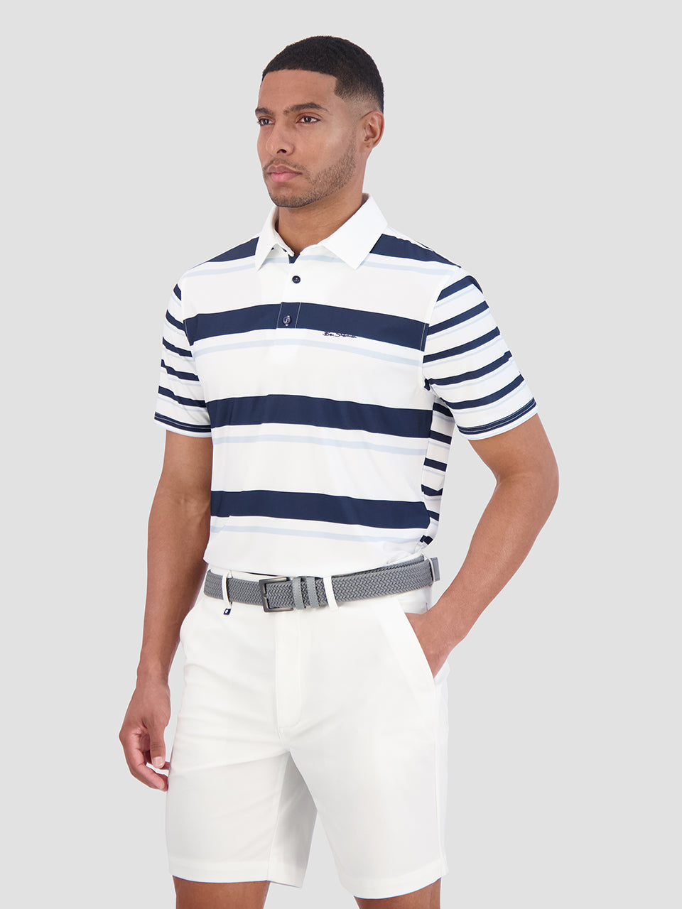 Ben Sherman Mixed Mod Stripes Tech Jersey Sports Fit Polo Shirts Blue | NOMAP-2170