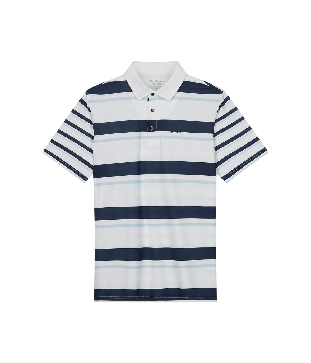 Ben Sherman Mixed Mod Stripes Tech Jersey Sports Fit Polo Shirts Blue | NOMAP-2170