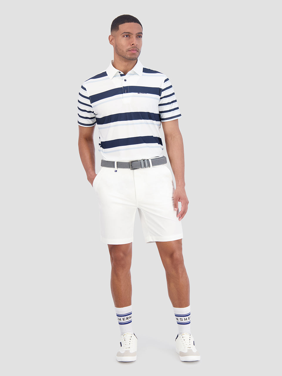 Ben Sherman Mixed Mod Stripes Tech Jersey Sports Fit Polo Shirts Blue | NOMAP-2170