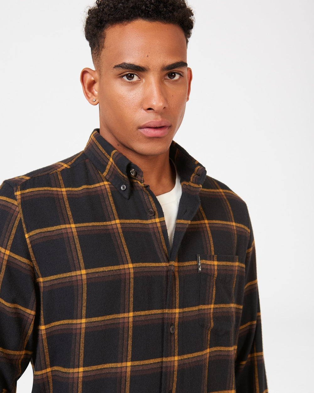 Ben Sherman Oversized Brushed Check Shirts Black | OLHTS-0849