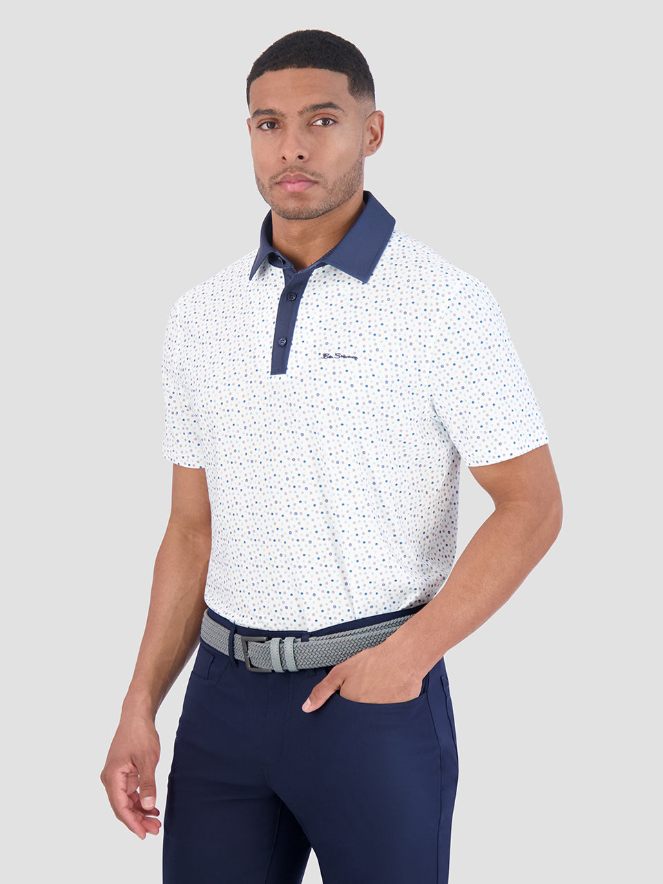 Ben Sherman Polka Dots Tech Jersey Sports Fit Polo Shirts White | SFIMQ-4290