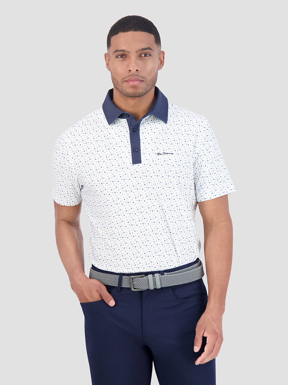 Ben Sherman Polka Dots Tech Jersey Sports Fit Polo Shirts White | SFIMQ-4290