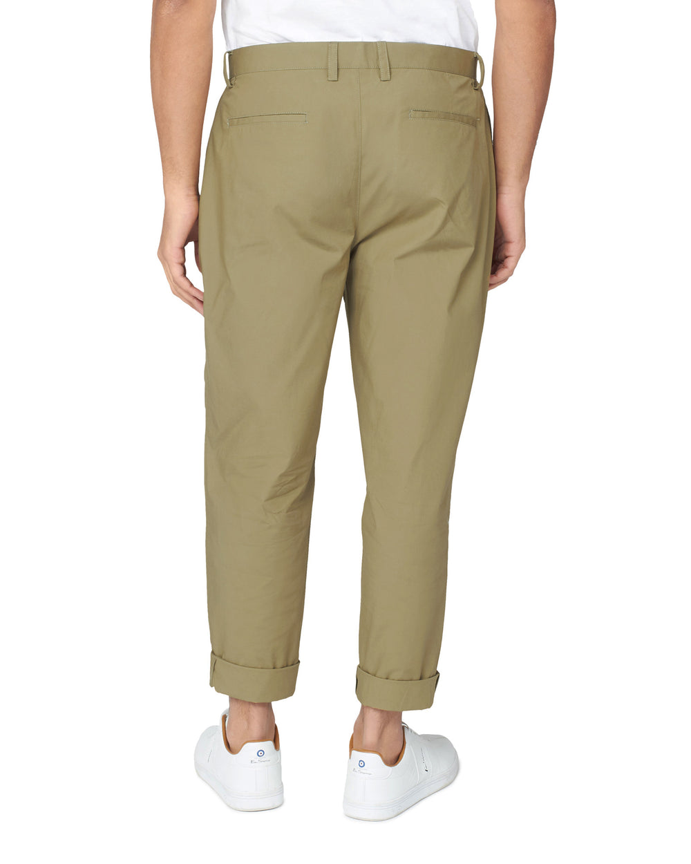 Ben Sherman Poplin Relaxed-Taper Pleated Pants Olive | UTMRY-6850