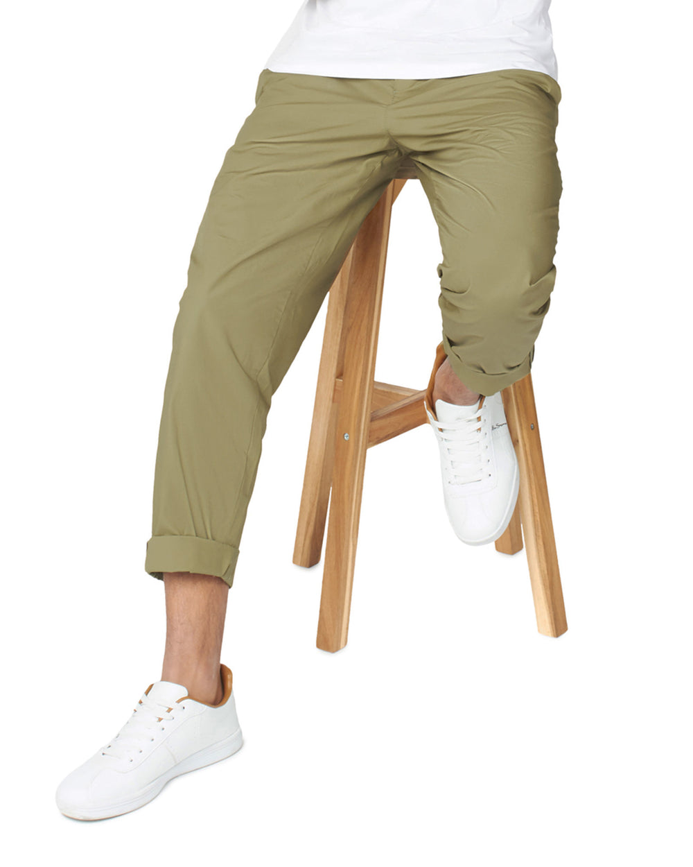 Ben Sherman Poplin Relaxed-Taper Pleated Pants Olive | UTMRY-6850