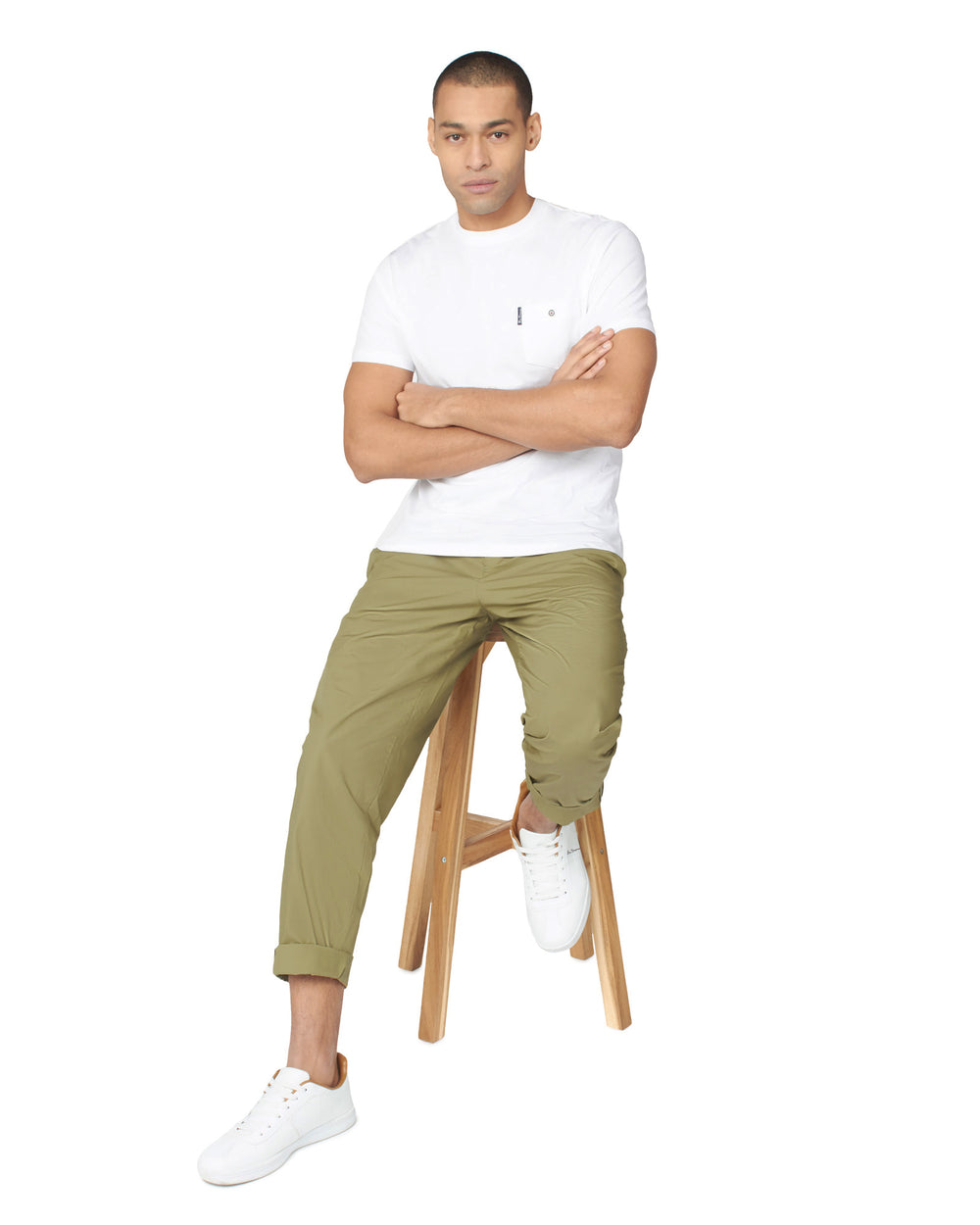 Ben Sherman Poplin Relaxed-Taper Pleated Pants Olive | UTMRY-6850