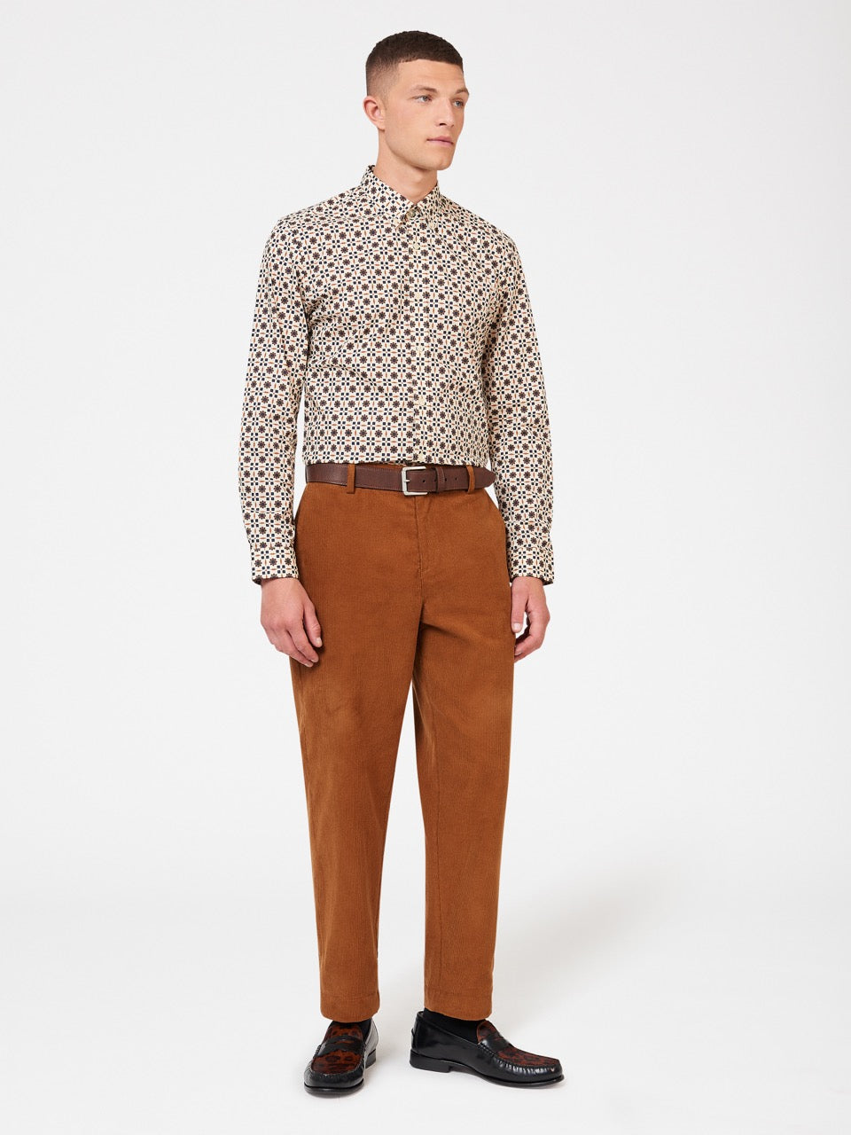 Ben Sherman Retro Foulard Print Slim Fit Shirts Brown | IFYUC-6791