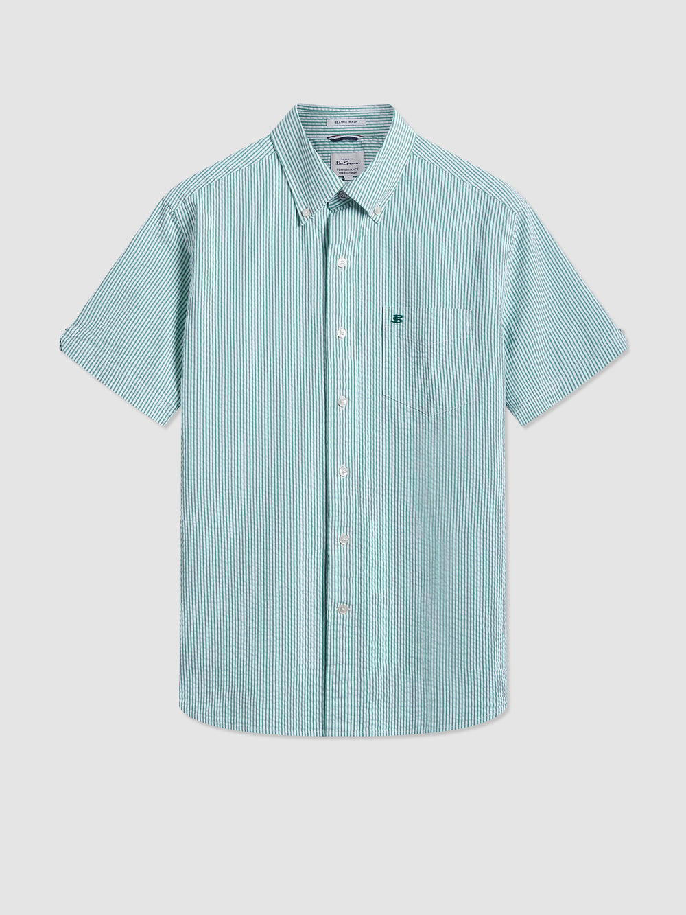 Ben Sherman Seersucker Bengal Stripe Shirts Green | PALBT-7839