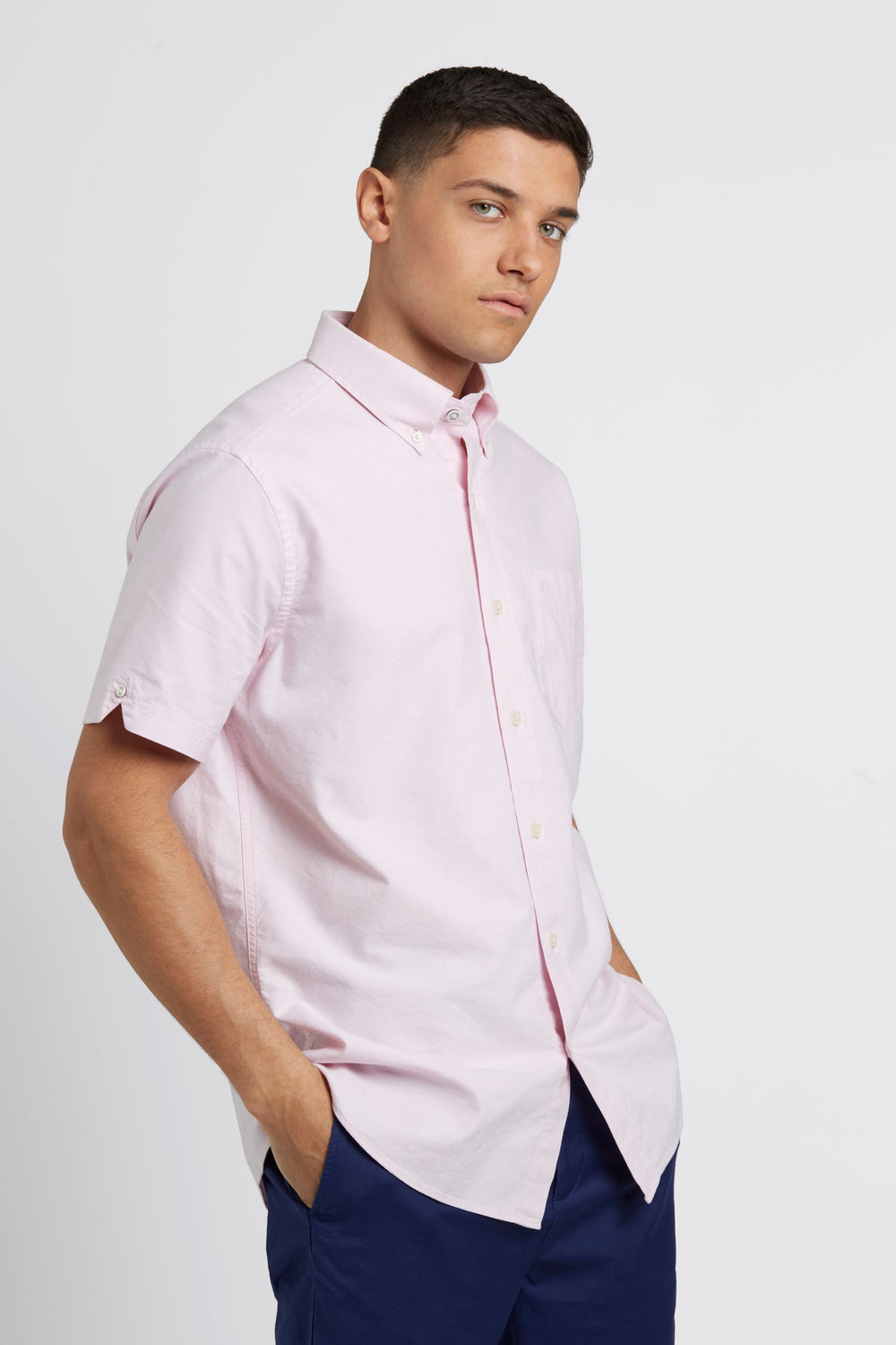 Ben Sherman Short Sleeve Brighton Oxford Organic Shirts Pink | UYNJH-3809