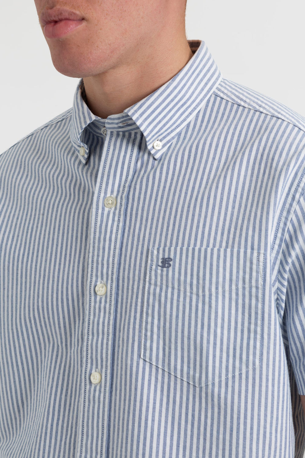 Ben Sherman Short Sleeve Brighton Oxford Organic Bengal Stripe Shirts Indigo Stripes | QLUDX-4935