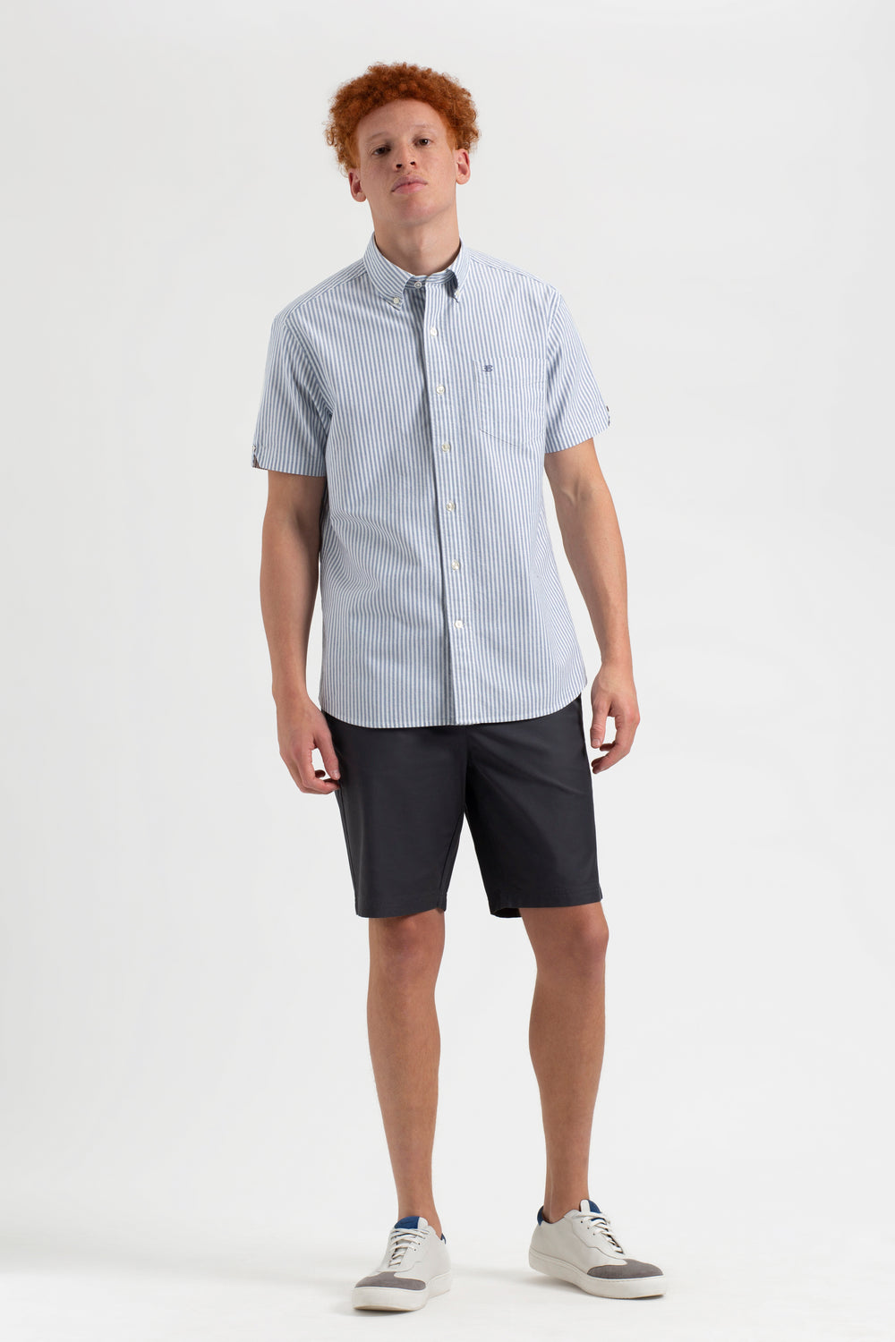 Ben Sherman Short Sleeve Brighton Oxford Organic Bengal Stripe Shirts Indigo Stripes | QLUDX-4935